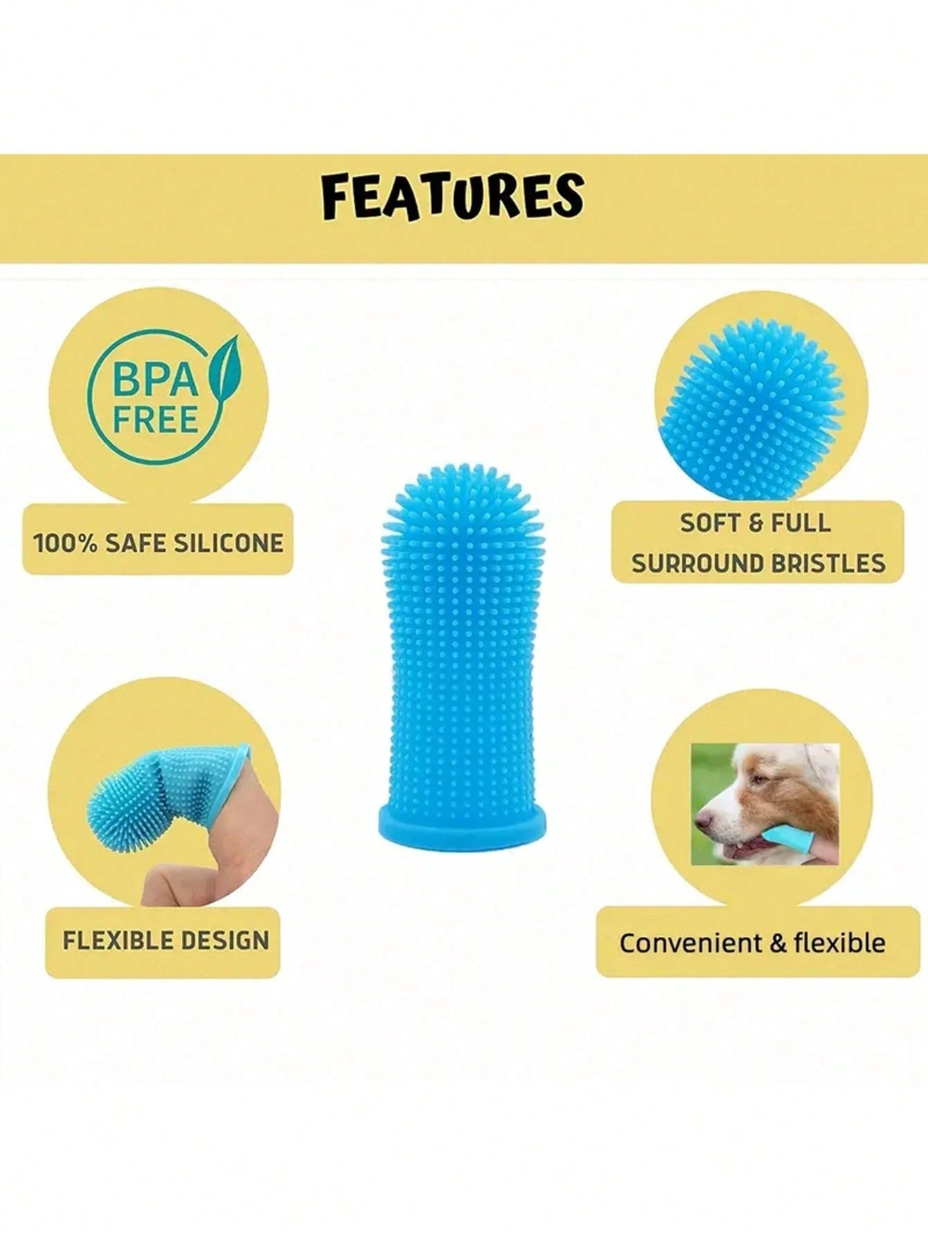 Pet Finger Toothbrush Pet Toothbrush Silicone Toothbrush Puppy Cat Finger Set Brush Finger Pet Toothbrush Small Size Suitable for Dogs and Cats