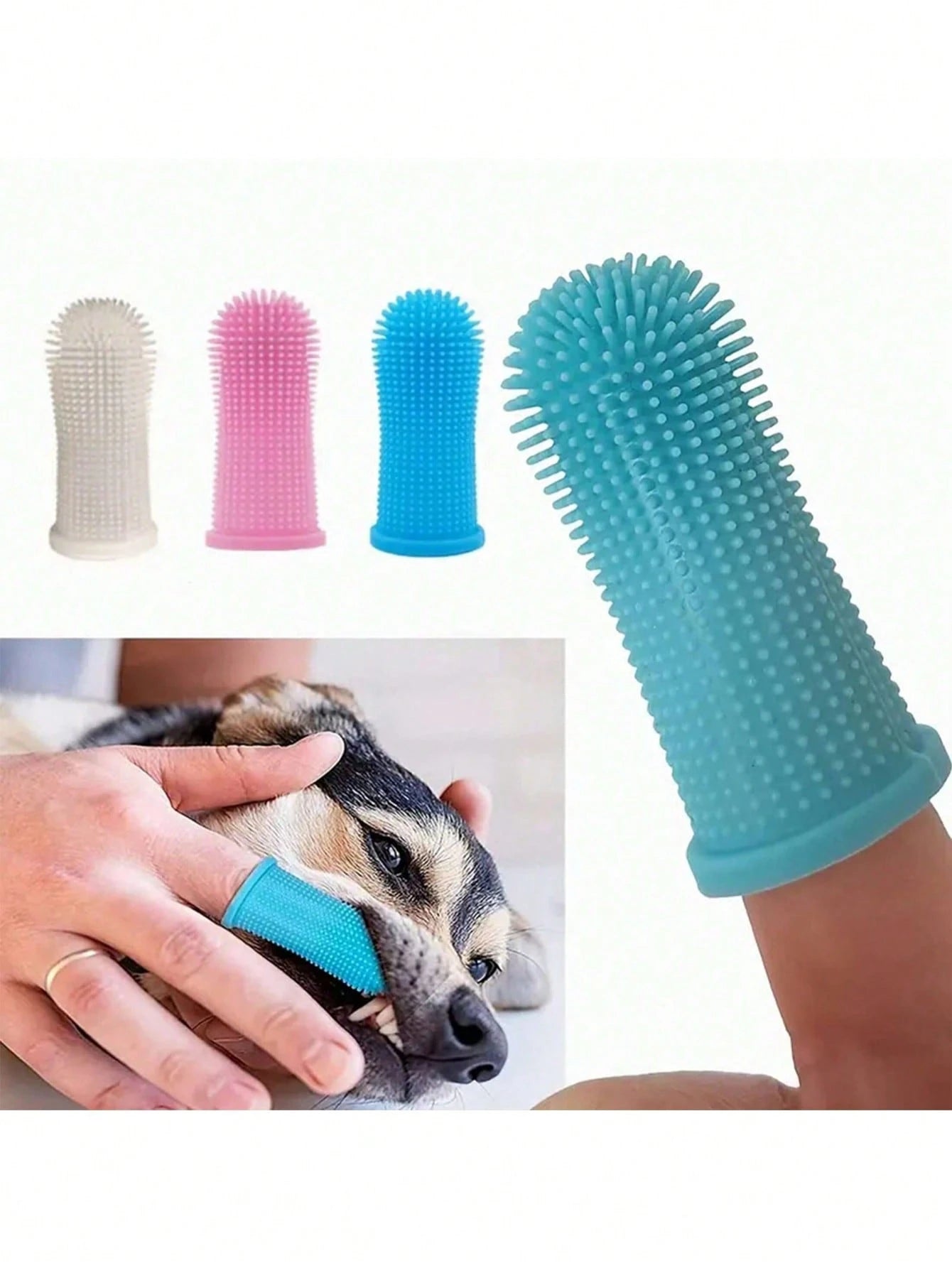 Pet Finger Toothbrush Pet Toothbrush Silicone Toothbrush Puppy Cat Finger Set Brush Finger Pet Toothbrush Small Size Suitable for Dogs and Cats