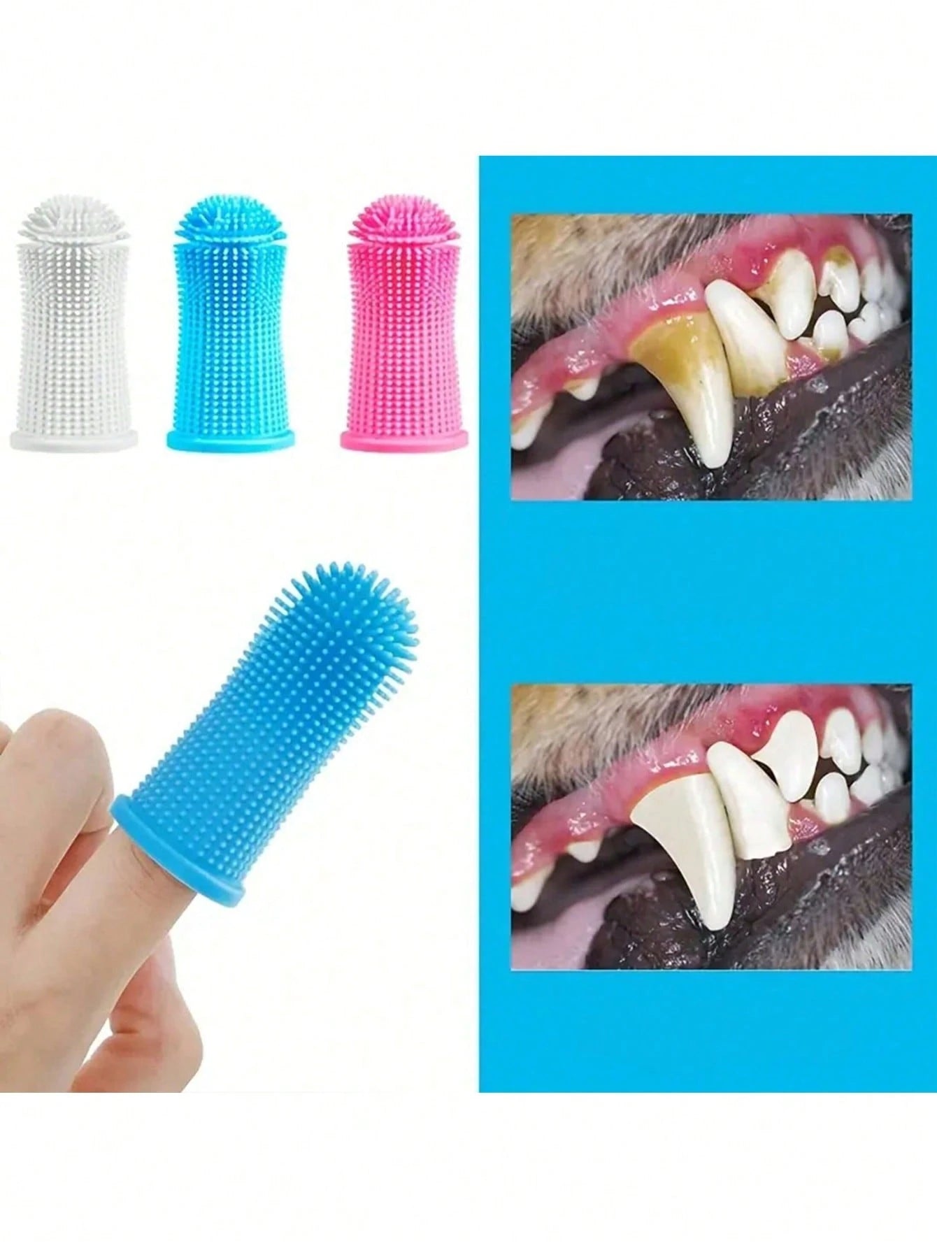 Pet Finger Toothbrush Pet Toothbrush Silicone Toothbrush Puppy Cat Finger Set Brush Finger Pet Toothbrush Small Size Suitable for Dogs and Cats