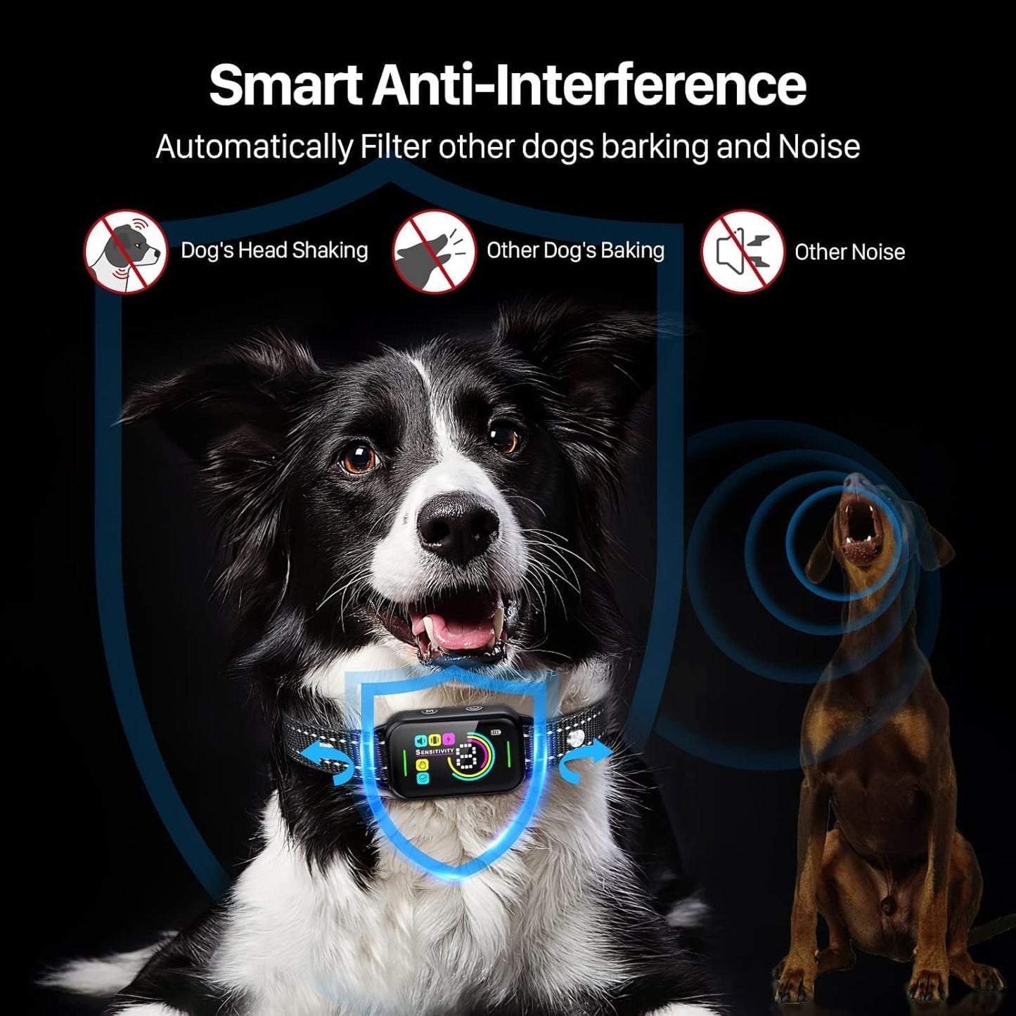 Dog Bark Collar,  Bark Collar for Large Medium Small Dogs,Smart Bark Collar,Rechargeable anti Barking Training Collar with 8 Adjustable Sensitivity,Bark Shock Collar with Beep Vibration Shock